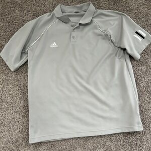 Adidas ClimaCool Mens Golf Polo Shirt Gray Short Sleeve Performance Large
